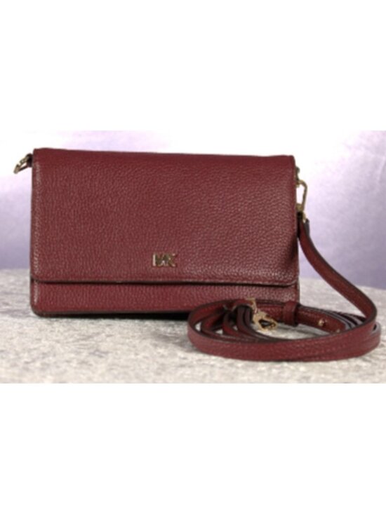 Michael Kors Handbags - Michael Kors Burgundy Pebbled Leather Wallet Crossbody Wristlet